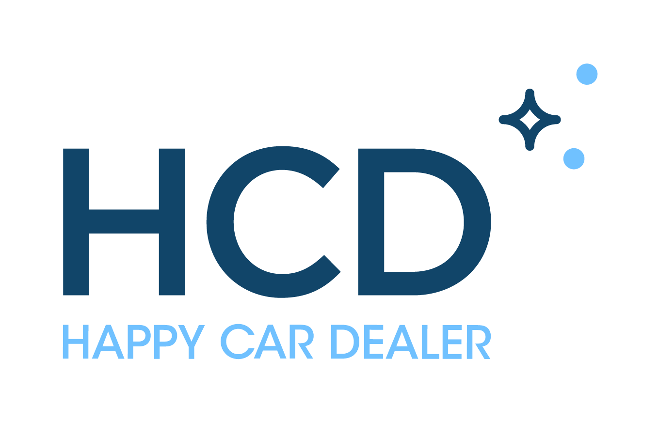 happy car dealer logo white